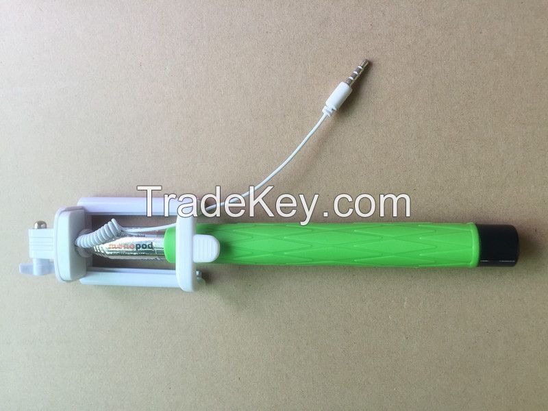 2015 colorful cable wired selfie stick
