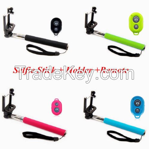 Extendable Handheld Selfie Stick Monopod Bluetooth Remote Shutter