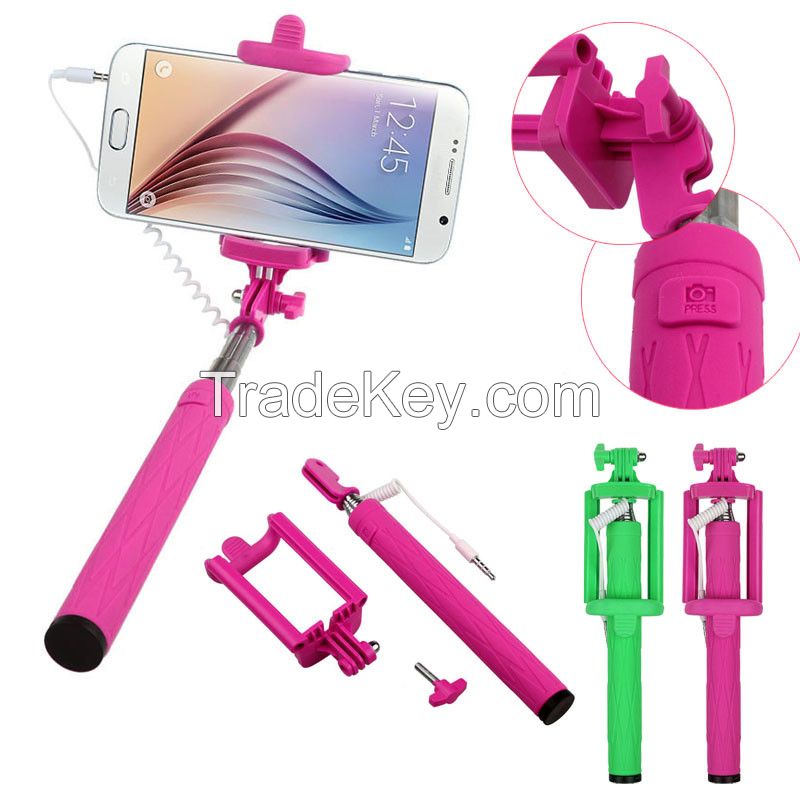 2015 the most attractive extendable cable wired selfie stick