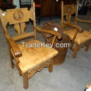 Antique Carved Leather Chair