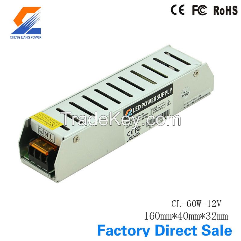 12V, 60W Constant Voltage  LED Switch Power Supply With CE, ROHS, FCC