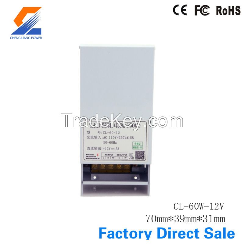 12V 60W Constant Voltage LED Switch Power Supply With CE, ROHS, FCC