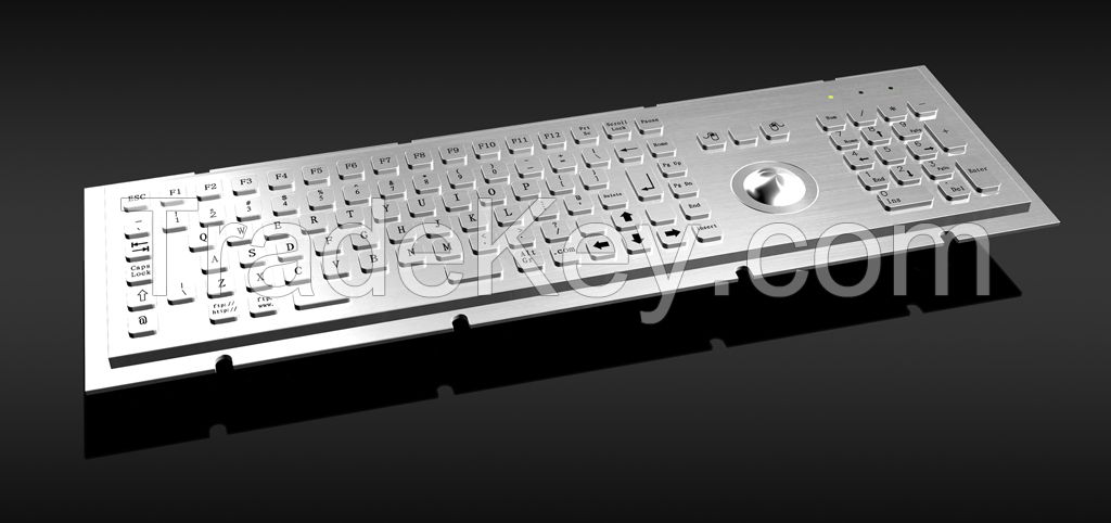 Anti-vandal Kiosk Metal Industrial Keyboard With Trackball IP65