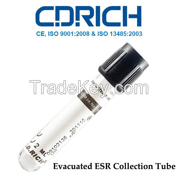 CDRICH Evacuated ESR/Sedimentation Blood Collection Tube with Sodium Citrate