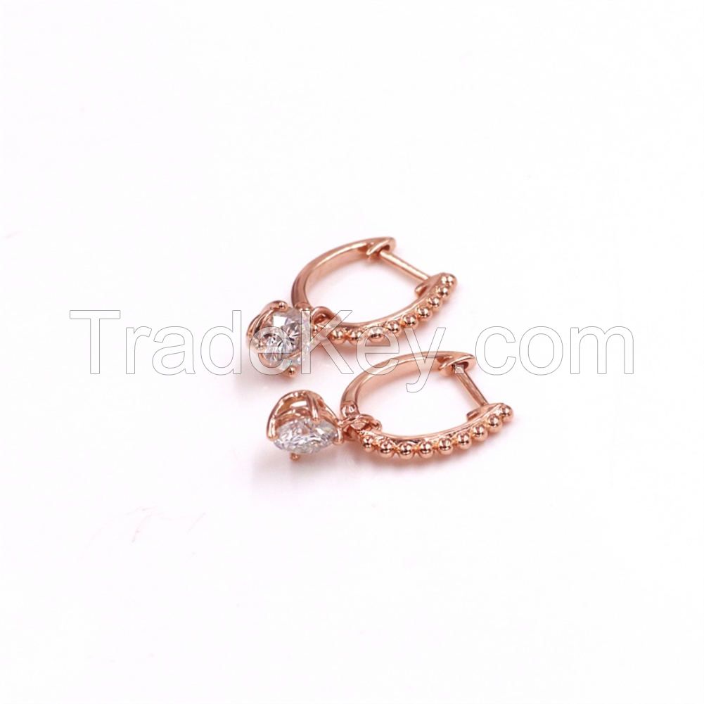 Tianyu Gems New Products 14k Rose Gold 1ct Moissanite Diamonds Charm Earring for Daily Wear
