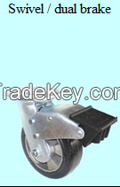 Industrial rigid ,Swivel with/without locking zinc plated industrial Rubber on aluminium caster wheel 