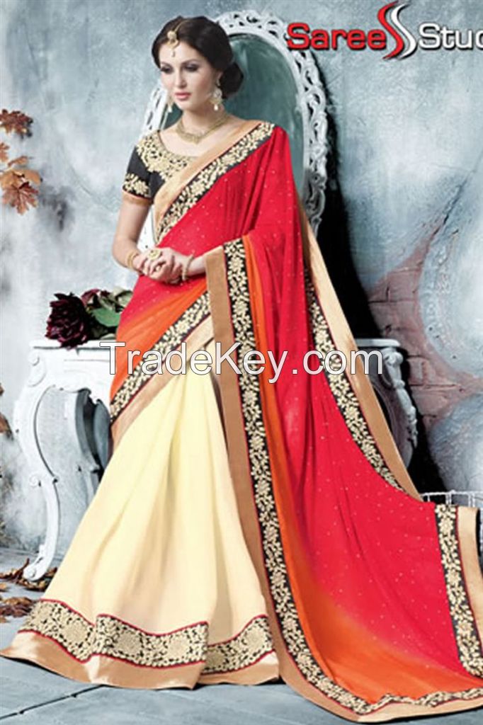 Fascinating Wedding Wear Georgette Saree