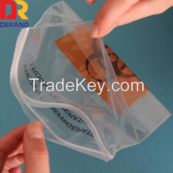 Resealable healthy LDPE plastic kangaroo specimen bag