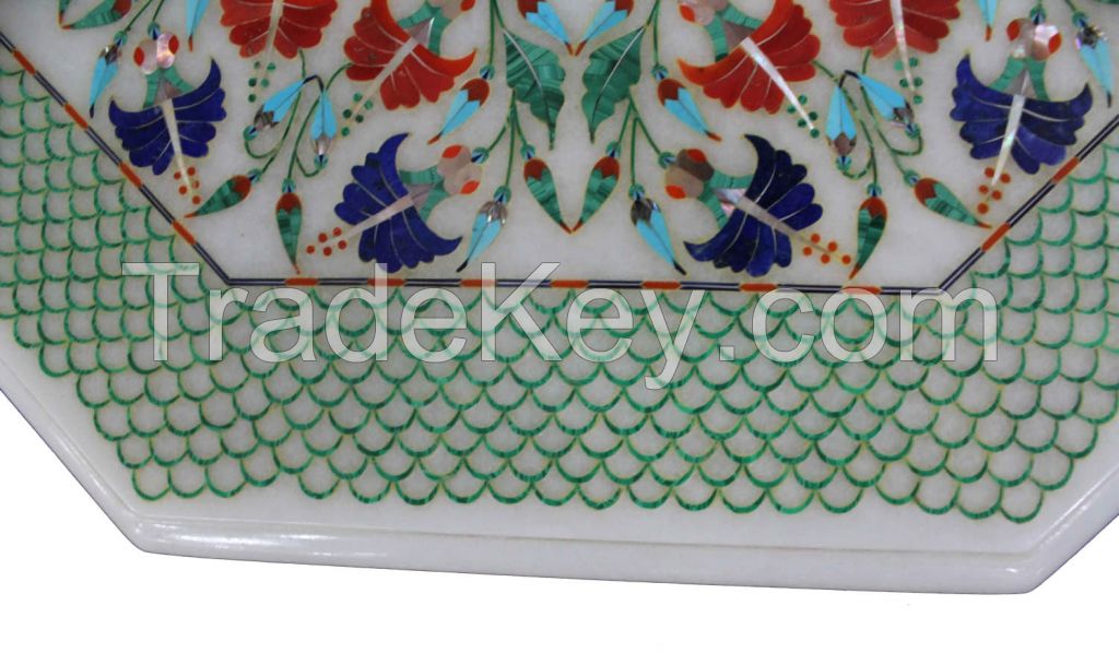 Marble Dining Coffee Table Top Handmade Malachite Marquetry Home Decor Gifts