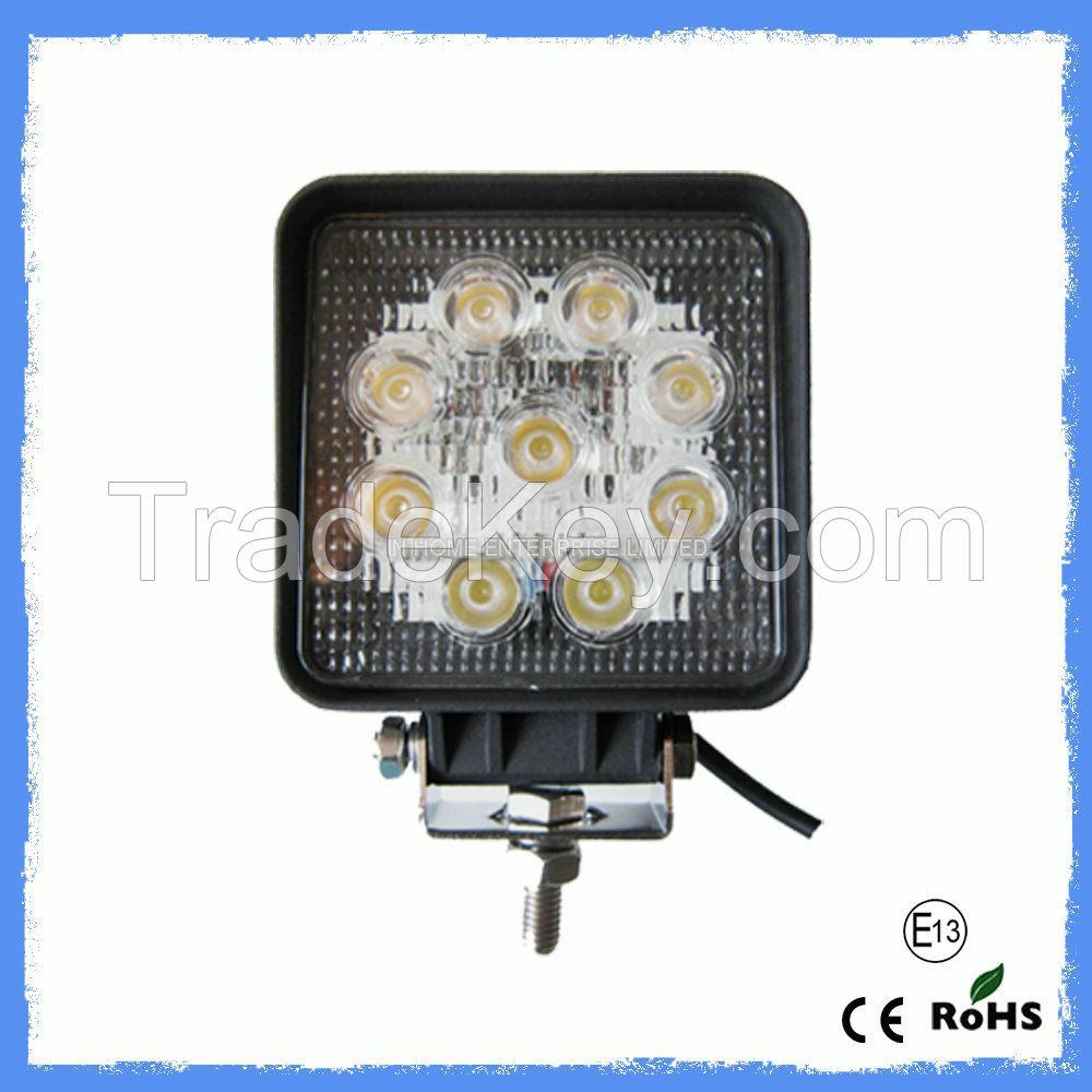 Aluminum 27W IP67 Waterproof LED Work Lamps / Round Led Work Lights 10V-30V