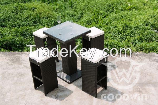 5pcs Outdoor Furniture Plastic Rattan Bar Set