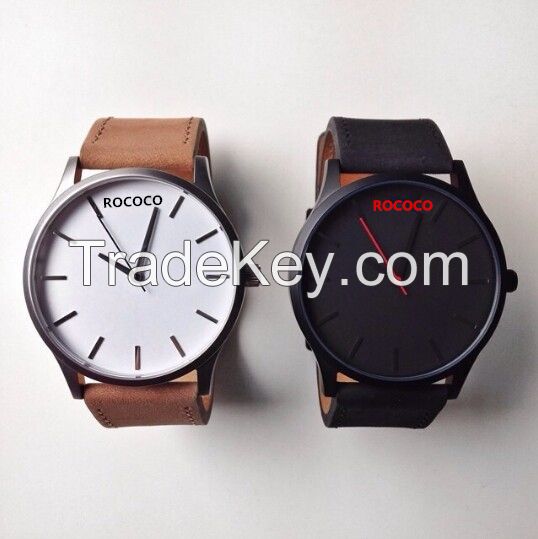 Custom logo brand sports watch with Genuine Leather straps , ROCOCO Wat