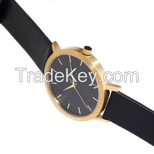 Latest high quality quartz leather watches stainless steel watches wit