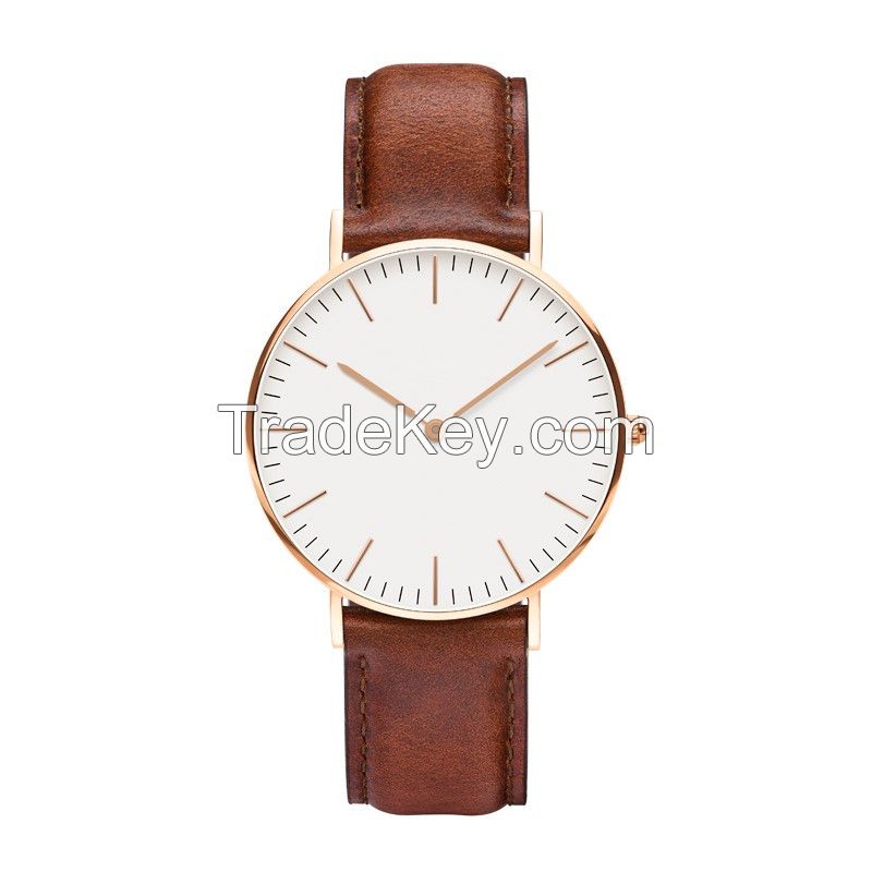 Latest high quality quartz leather watches stainless steel watches wit