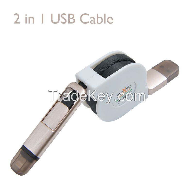 2-in-1 retractable USB cable