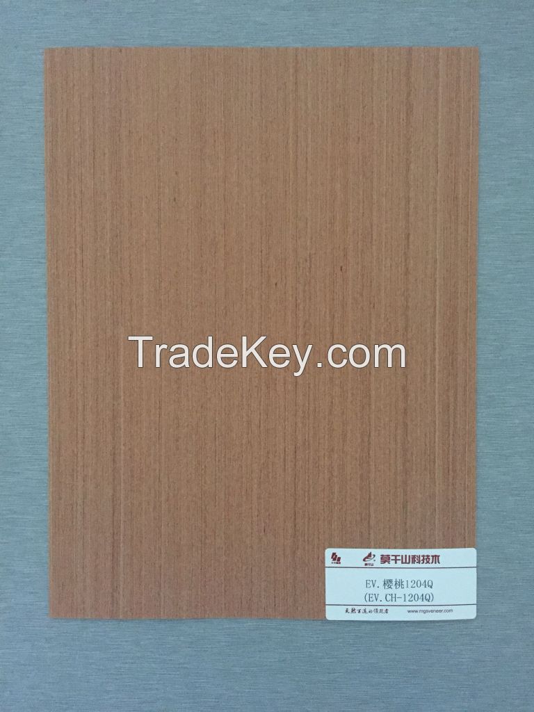 Reconstituted modified cherry-1204Q quarter cut wood veneer with FSC certificate for decoration furniture