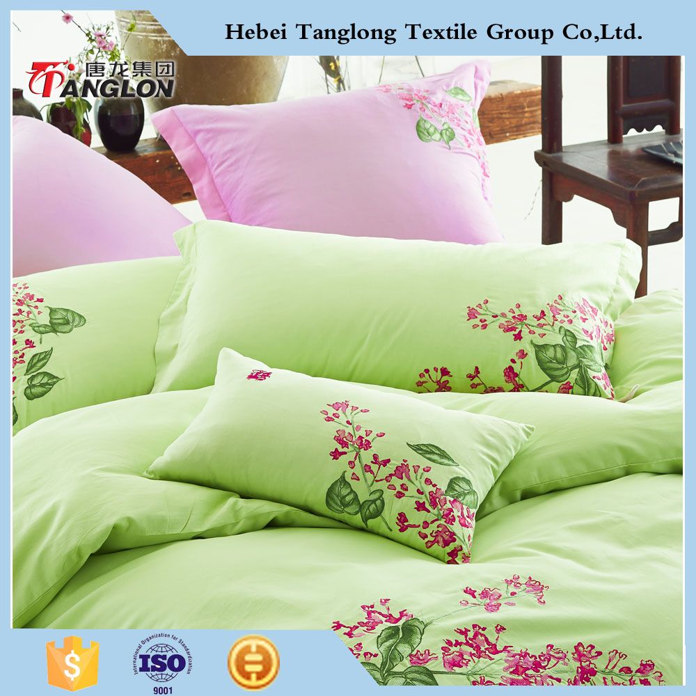 Chinese traditional designed Plain cotton embroidery 4pcs bedding set