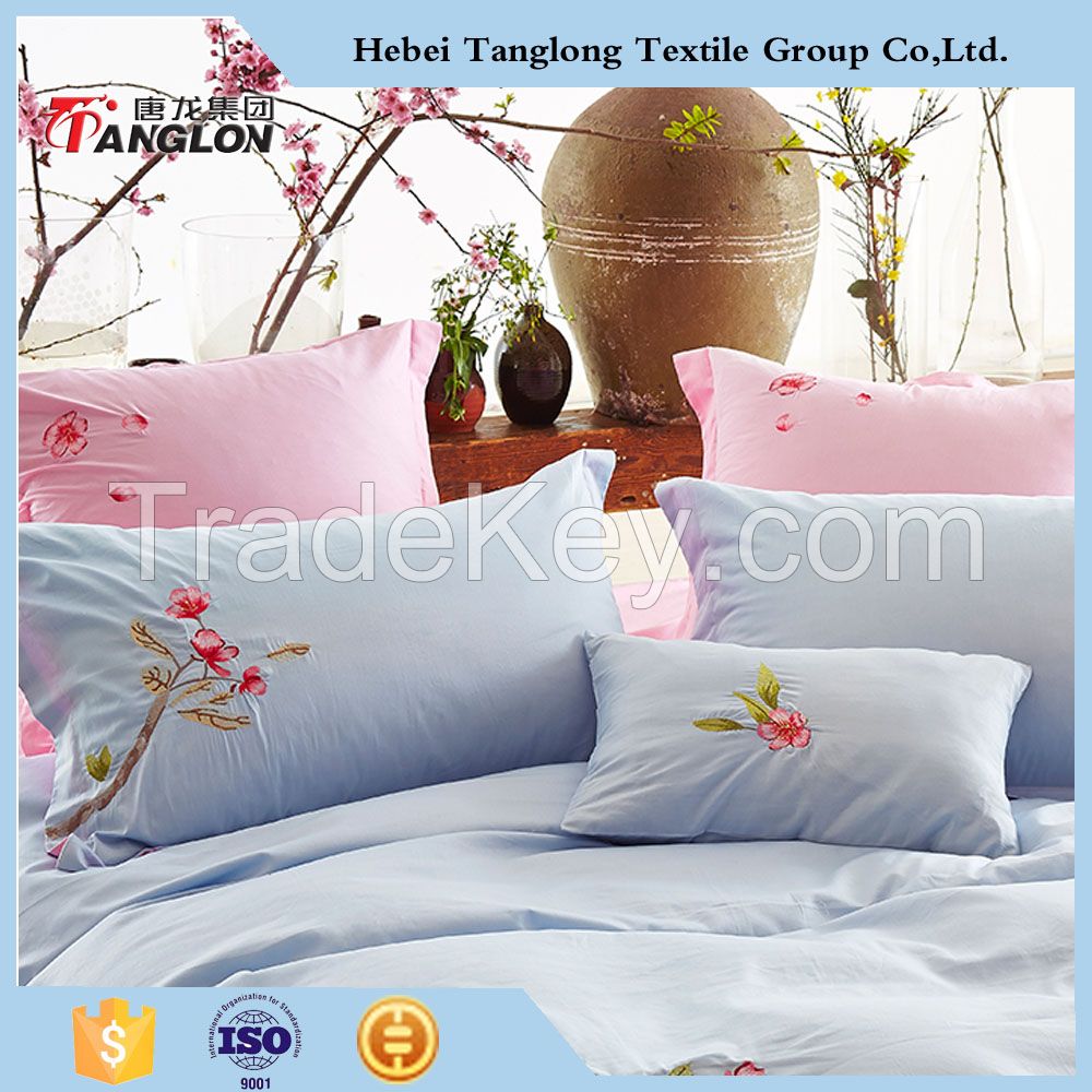 parkway designed Plain cotton embroidery 4pcs bedding set