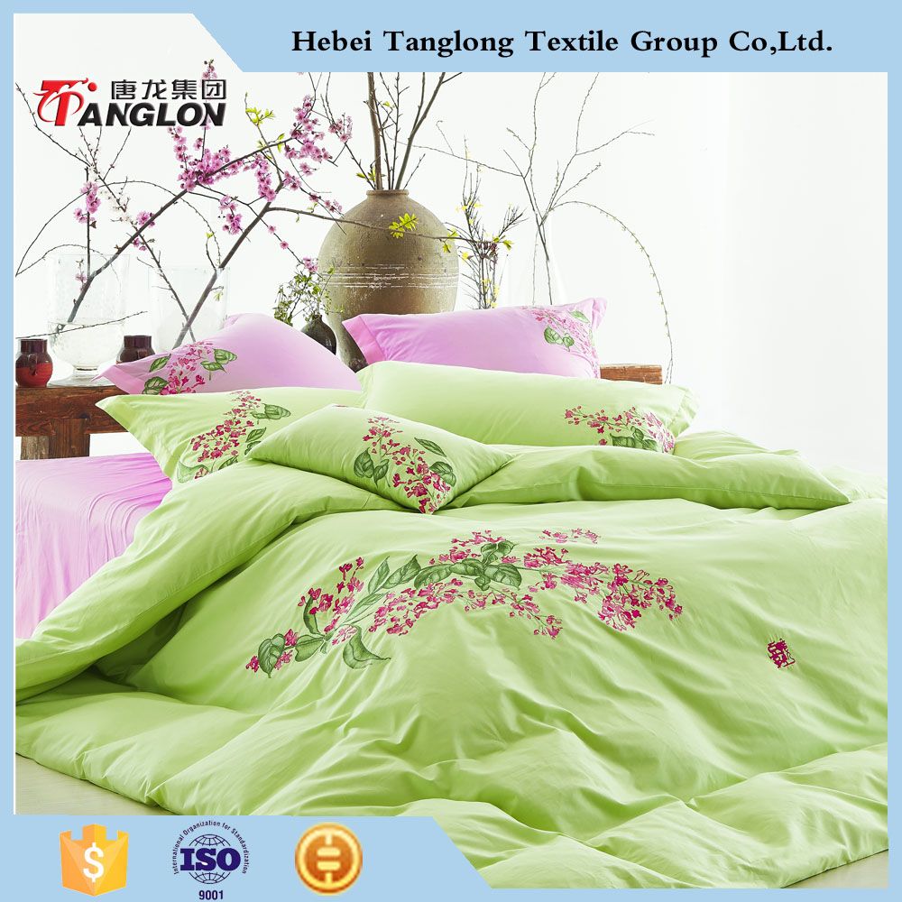 Chinese traditional designed Plain cotton embroidery 4pcs bedding set