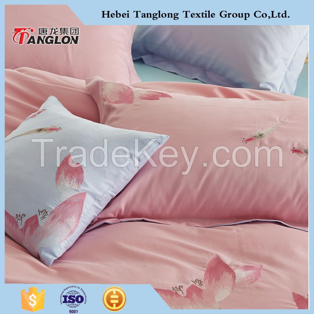 blossm designed Plain cotton embroidery 4pcs bedding set