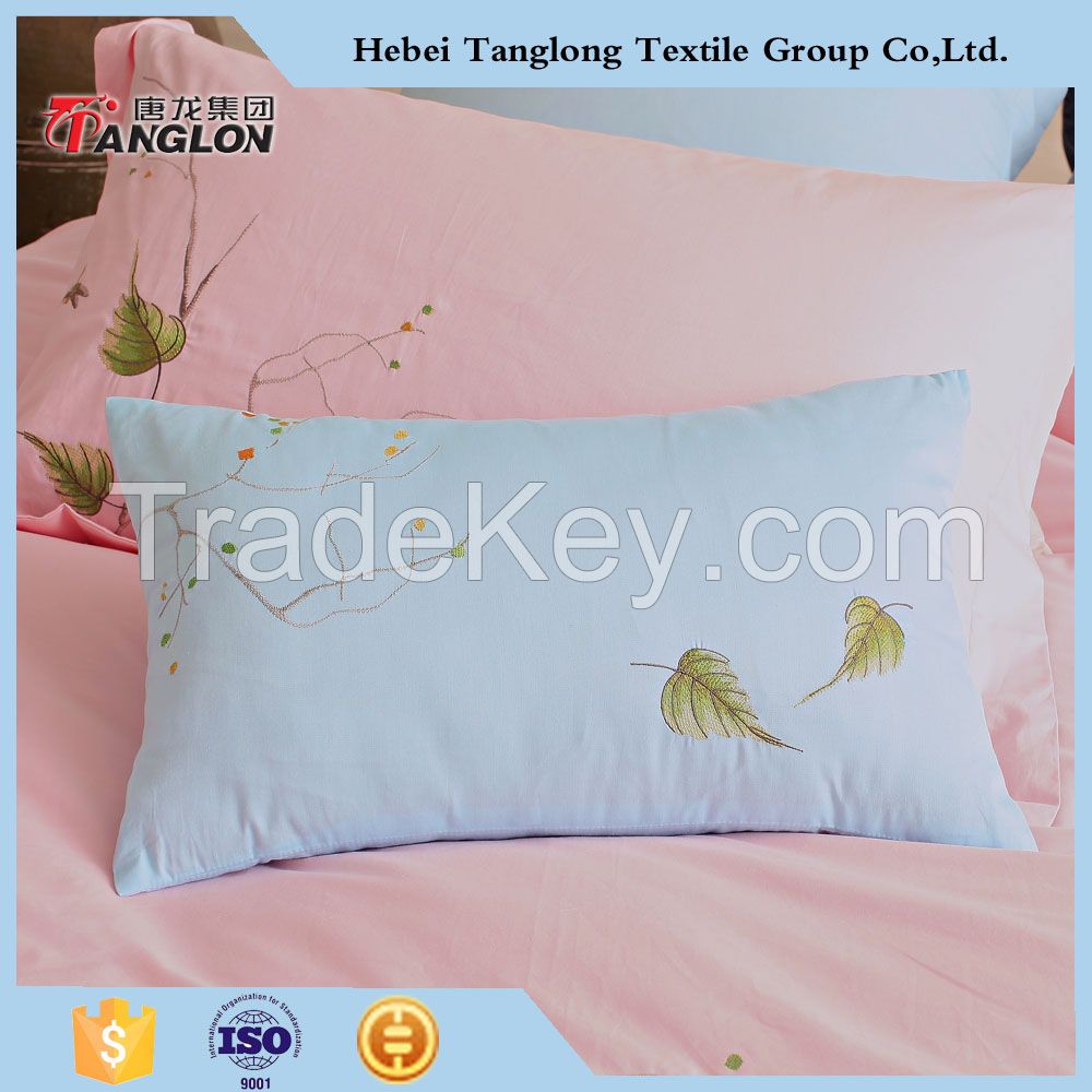 orchid designed Plain cotton embroidery 4pcs bedding set