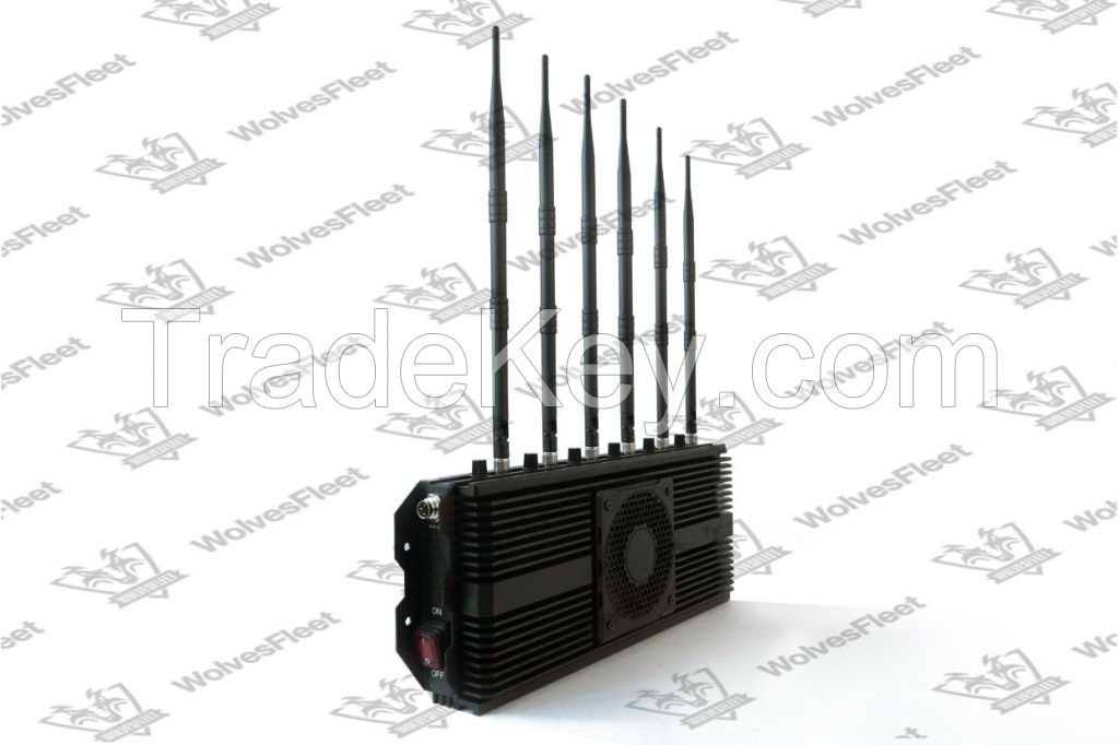 High Power 80Watts 6 Bands Cellphone GPS Wifi 4G Jammer For Small Prison and Huge Office
