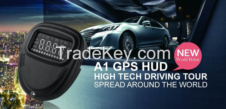 2 Inch GPS Head Up Dispaly Green LED A1 HUD Head Up Display Car HUD display Speedometer Speeding Warm