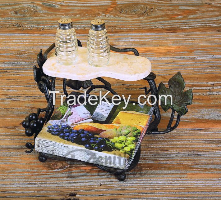 Vintage Iron Vineyard Luncheon Napkin Holder with Shelf for Removable Tissue using