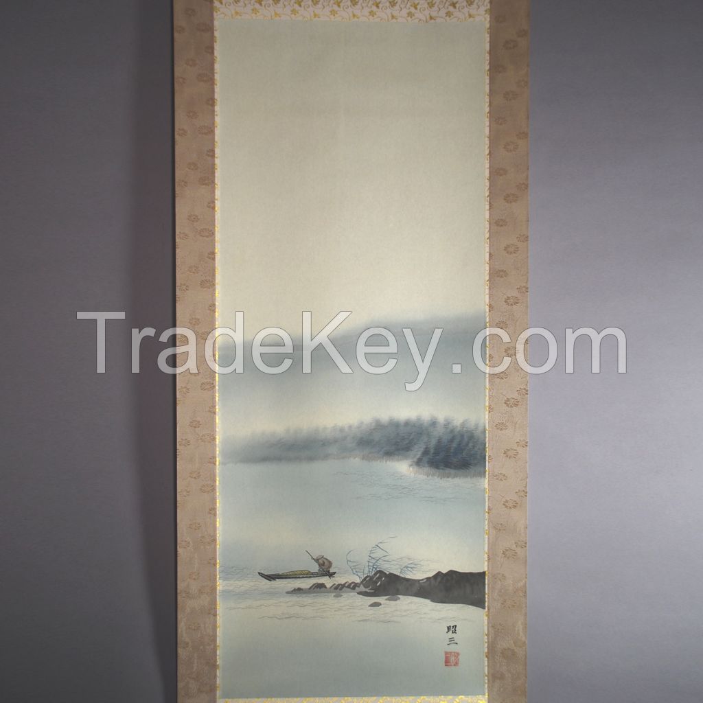 Kakejiku (Japanese hanging scroll) with Colored landscape painting ink by Shouzou Ichiki