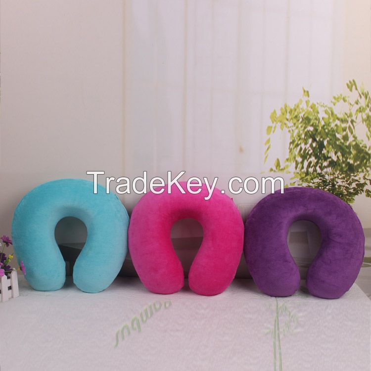 U shape colorfur travel pillow/neck pillow, could with customized logo embroidery