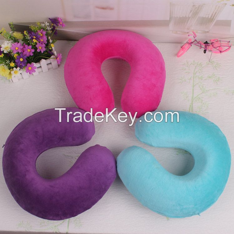 U shape colorfur travel pillow/neck pillow, could with customized logo embroidery