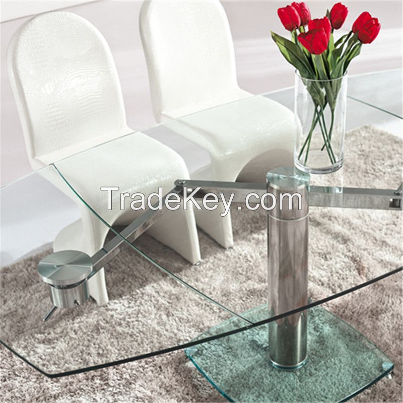 New Design L865 Modern Clear Glass Top Dining Table