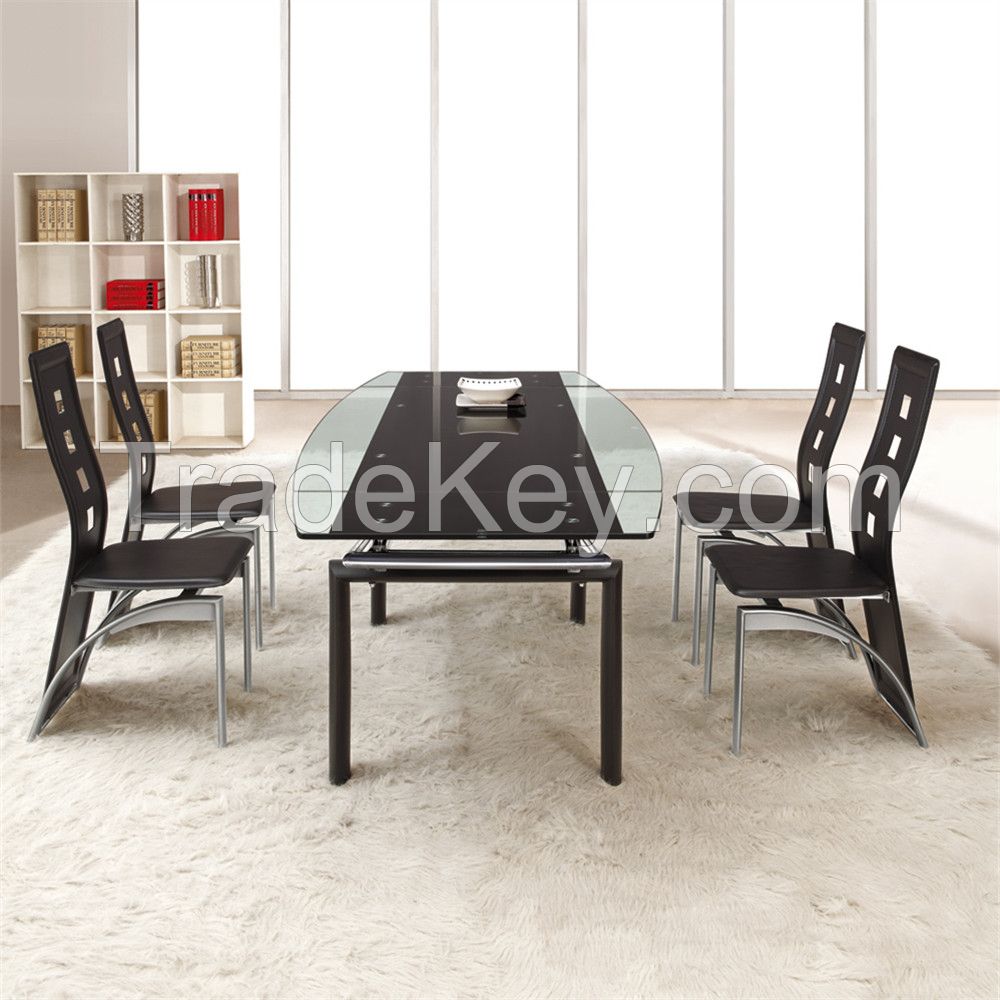 L808B Modern Design Extendable Dining Table with Tempered Glass Top