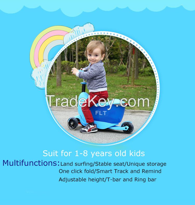 Patent mini kids 3 in 1 scooter with seat and best drawer for Christmas Day