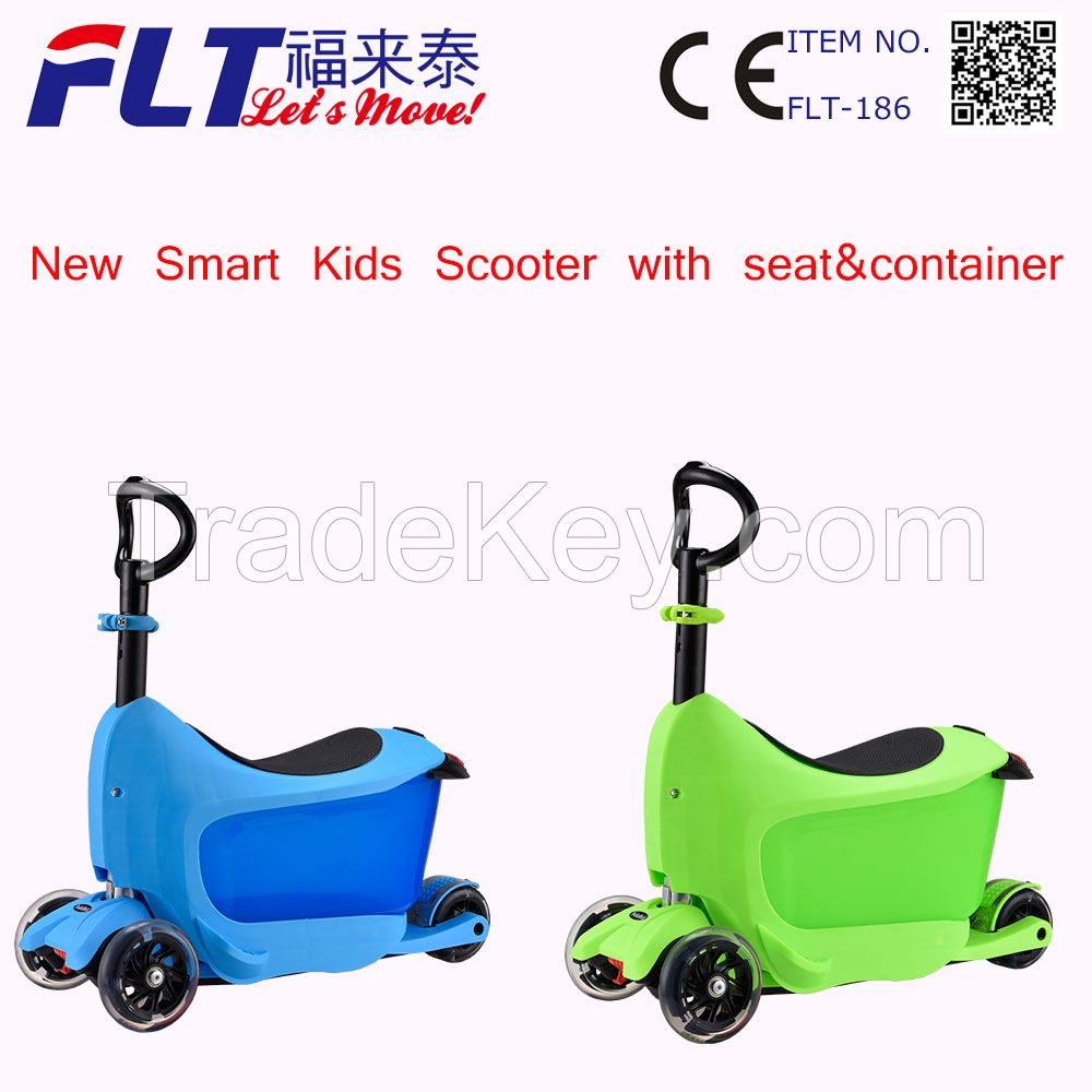 Multifunction creative design kids scooter with foldable handlebar for storage