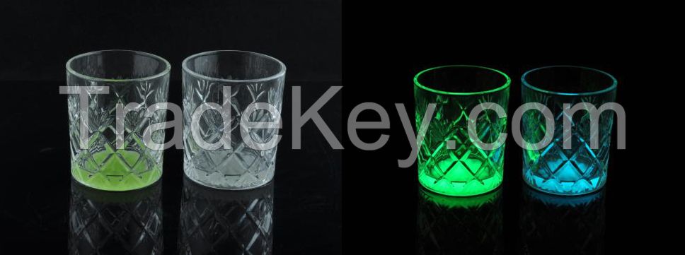 2015 wholesales luminous glass shining mugluminous mug  glass craft glassware tea cup glass bottle