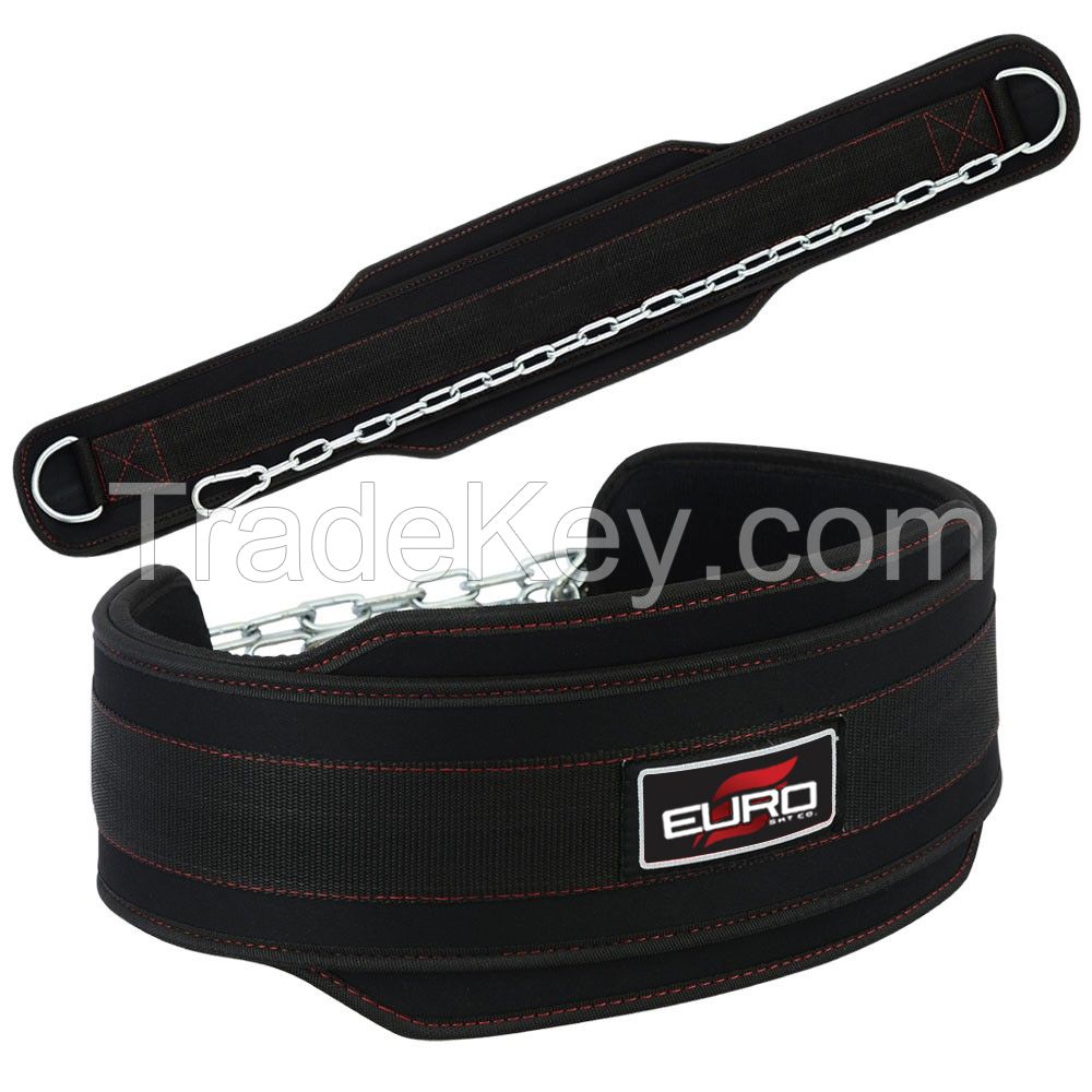 Weight Lifting Gym Exercise Neoprene Dipping Belt with Heavy Chain