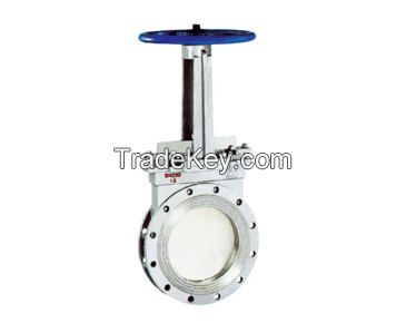 Hand-operated knife-shaped gate valve