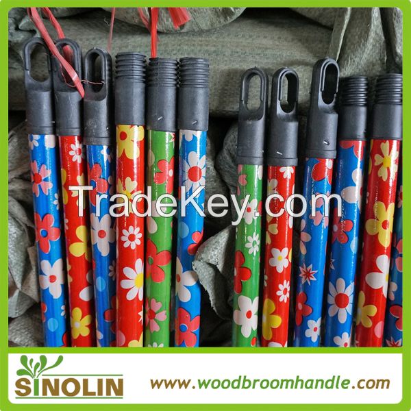 SINOLION flower PVC coated cover wooden broom stick