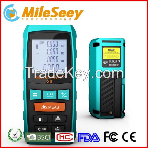 Mileseey Factory Price S6 OEM Distance Laser Meter Laser Rangefinder Laser Ruler 60m