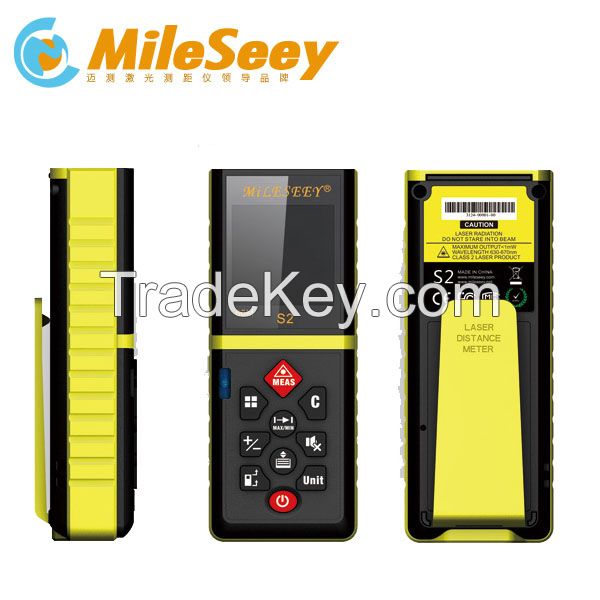 Mileseey China Factory Price S2 OEM Laser Distance Meter Laser Rangefinder 60m Yellow