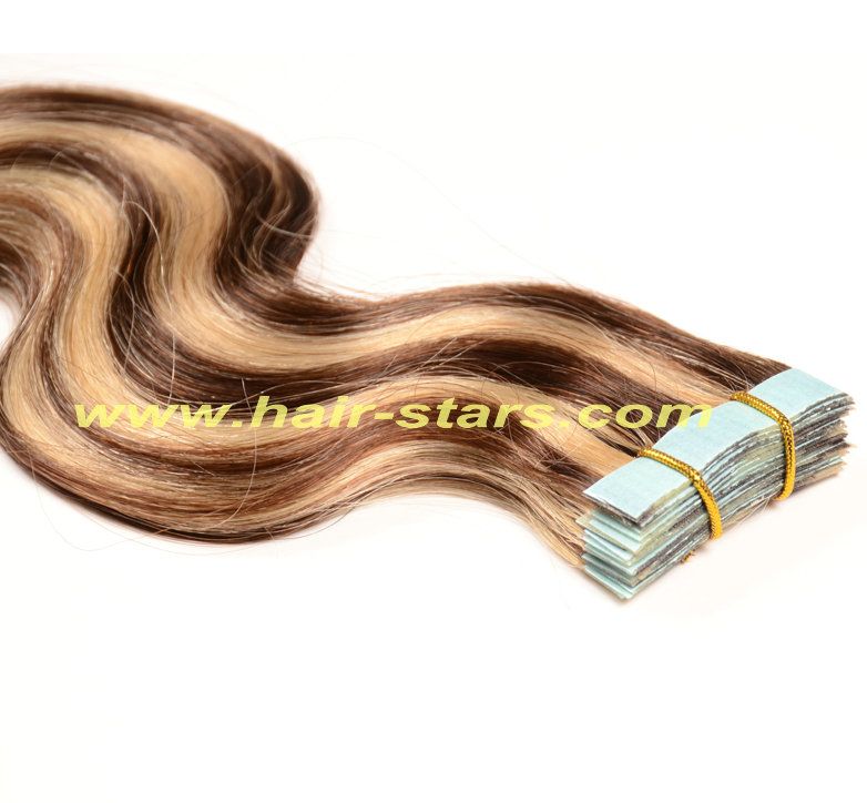 Highlight colors human hair tape extension