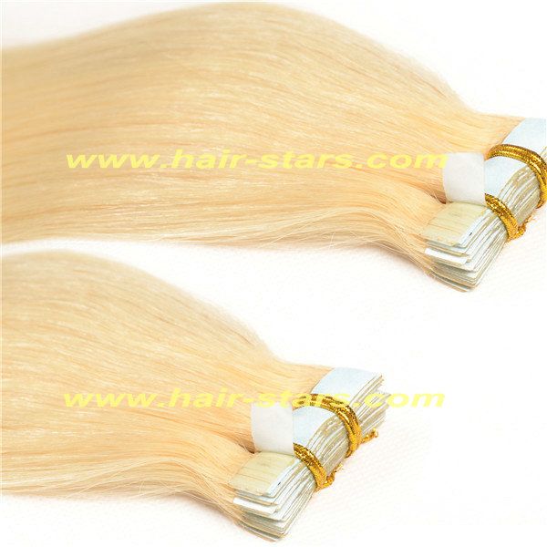 Blonde color human hair tape extension