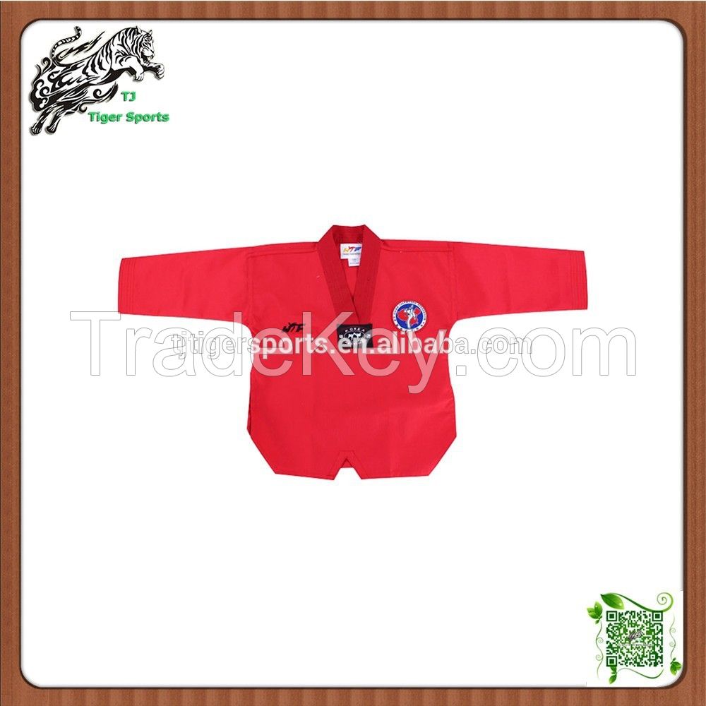 wholesale V neck red taekwondo uniforms 