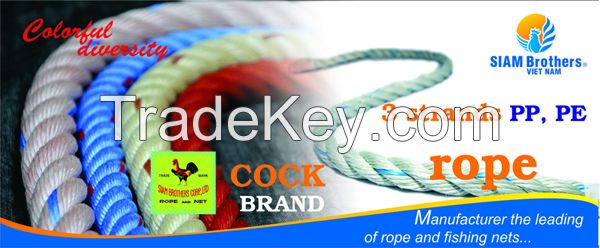 High Quality 3 Strands Color Twisted PP Rope with UV protection and waterproof