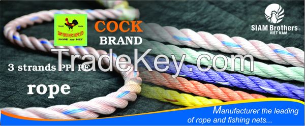 High Quality 3 Strands Color Twisted PP Rope with UV protection and waterproof