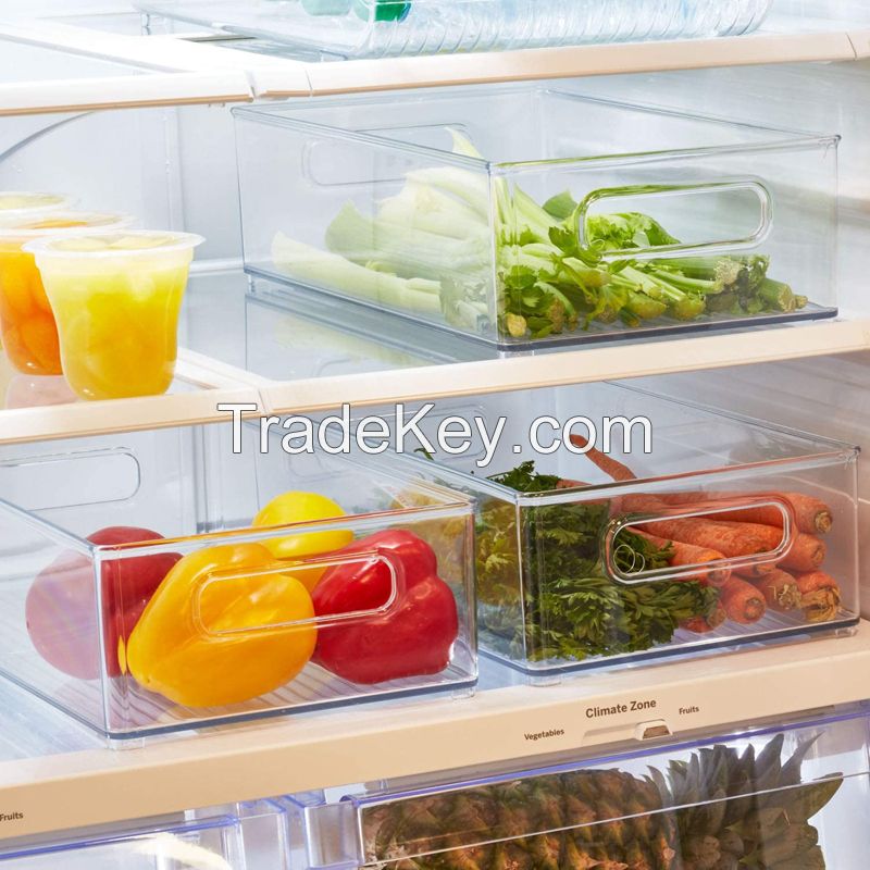 Stackable Refrigerator Organizer Bin Clear Kitchen Organizer Container Bins