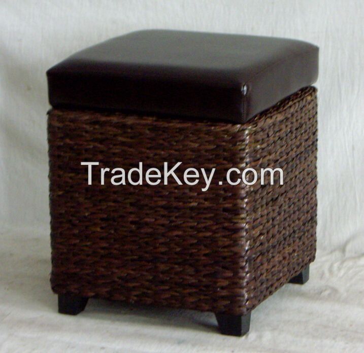 Rush woven ottoman / stool