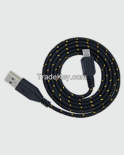 Fabric braided mobile phone micro usb cable 10 colors 1m2m3m