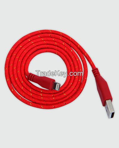 Fabric braided mobile phone cable for iphone 5/6 10 colors 1m2m3m